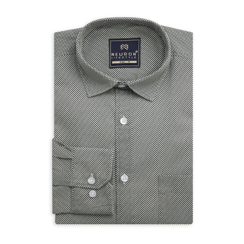 Men Black Dotted Printed Full Sleeve Shirt