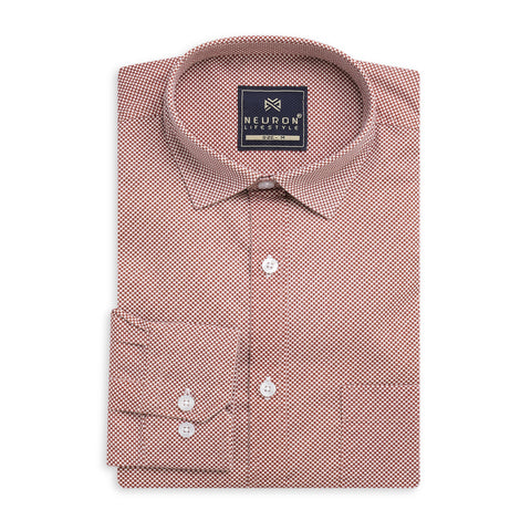Men Red Dotted Printed Full Sleeves Shirt