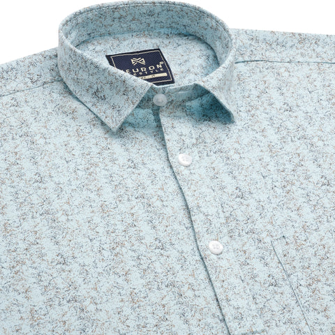 Men Sky Blue Printed Full Sleeve Shirt