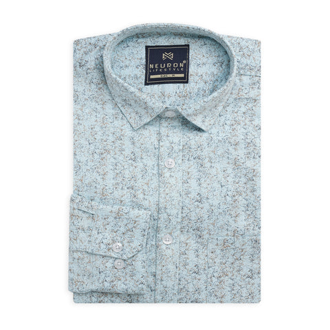 Men Sky Blue Printed Full Sleeve Shirt