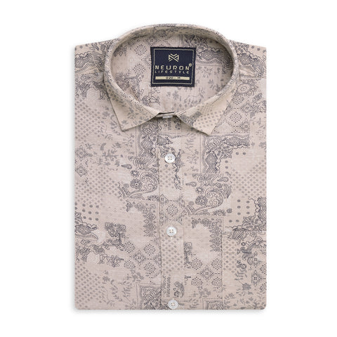 Peach Printed Half Sleeves Shirt