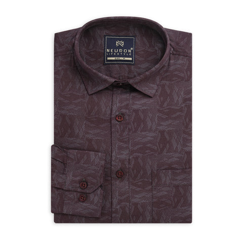 Men Black Rasberry Printed Full Sleeve Shirt