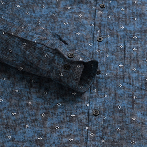Men Royal Blue Printed Full Sleeves Shirt