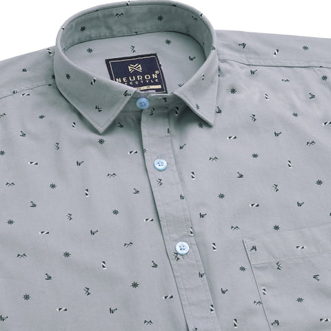 Men Silver Grey Printed Shirt