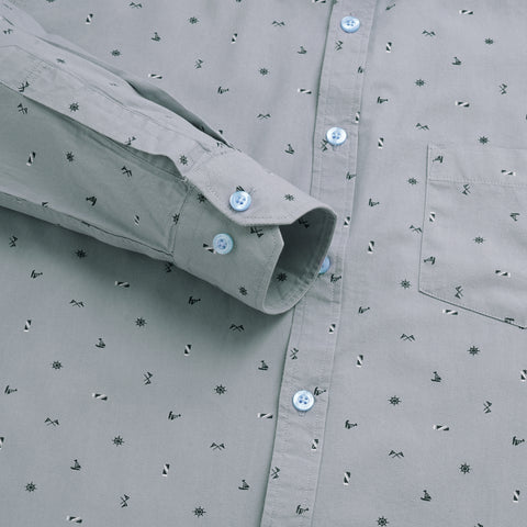 Men Silver Grey Printed Shirt