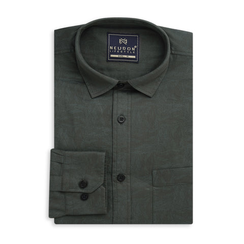 Men Steel Grey Printed Full Sleeve Shirt
