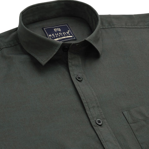 Men Steel Grey Printed Full Sleeve Shirt