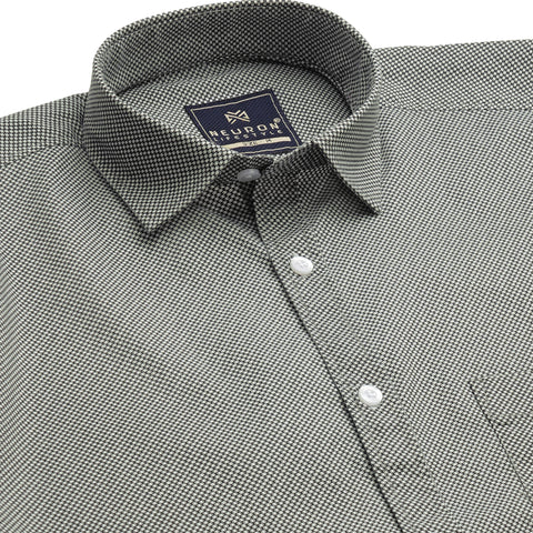Men Black Dotted Printed Full Sleeve Shirt