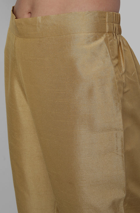 Women Gold Solid Kurta with Trousers & Dupatta (Set264)