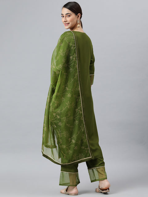 Women Green Solid Kurta Set (Set317)