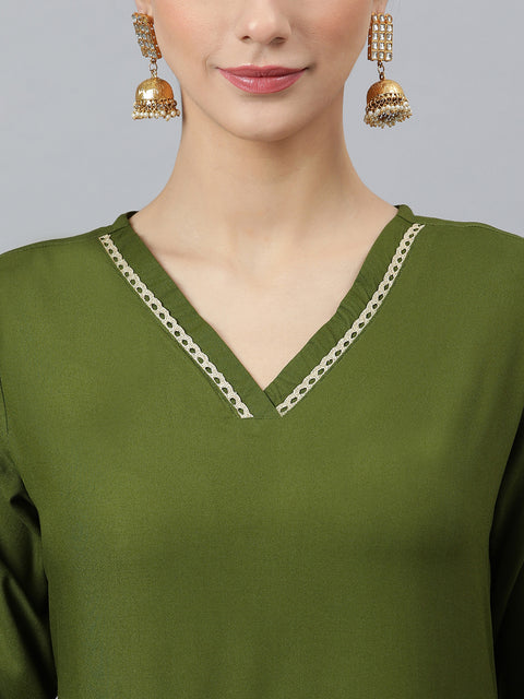 Women Green Solid Kurta Set (Set317)
