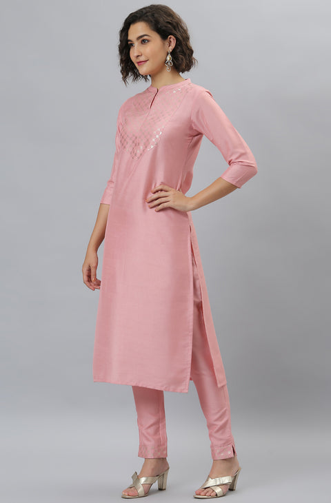 Women Pink Ethnic Motifs Printed Regular Kurta with Trousers (SET319)