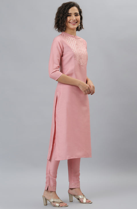 Women Pink Ethnic Motifs Printed Regular Kurta with Trousers (SET319)
