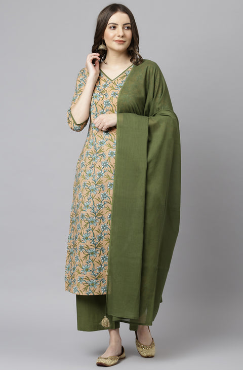 Floral Printed Pure Cotton Kurta Set (Set398)