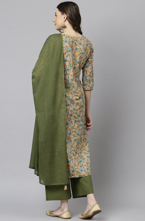Floral Printed Pure Cotton Kurta Set (Set398)