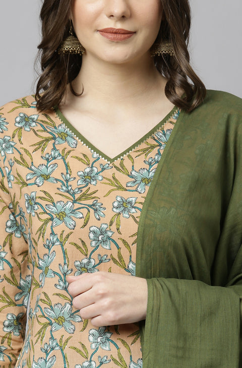 Floral Printed Pure Cotton Kurta Set (Set398)