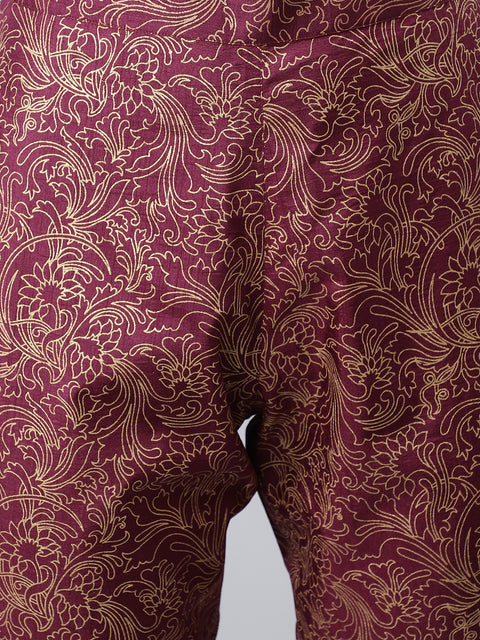 Women Maroon Foil Print Kurta with Trousers (Set488)