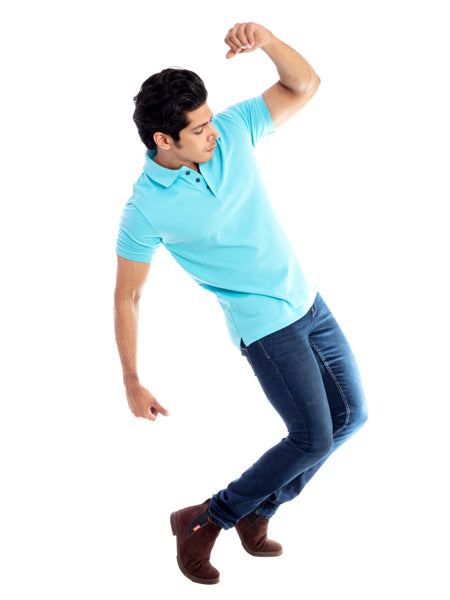 Men's Sky Blue Polo Collar T-shirt.
