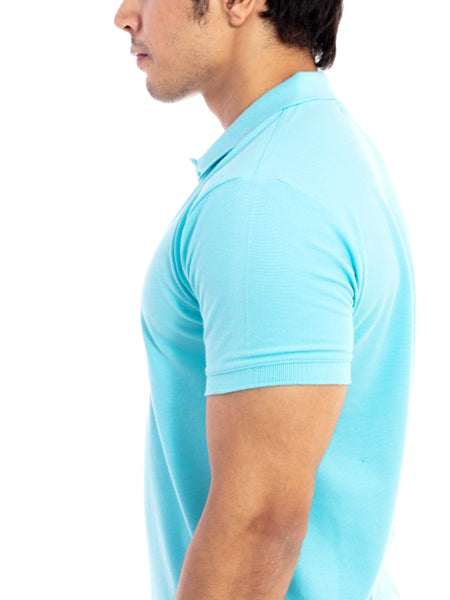 Men's Sky Blue Polo Collar T-shirt.