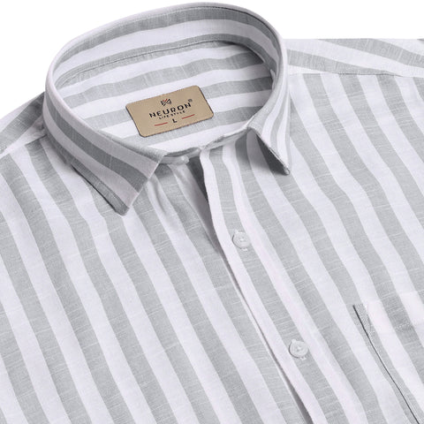 Men Grey Striped Full Sleeves Shirt