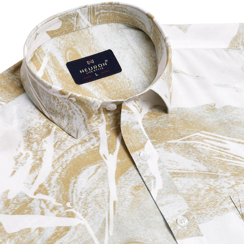Mustard Printed Half Sleeves Shirt