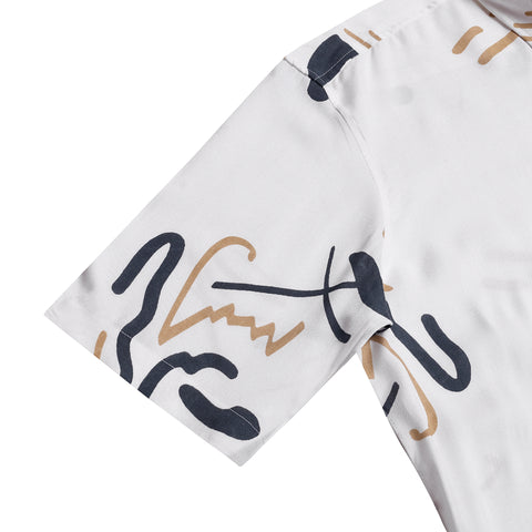 Kolam Printed White Half Sleeves Shirt
