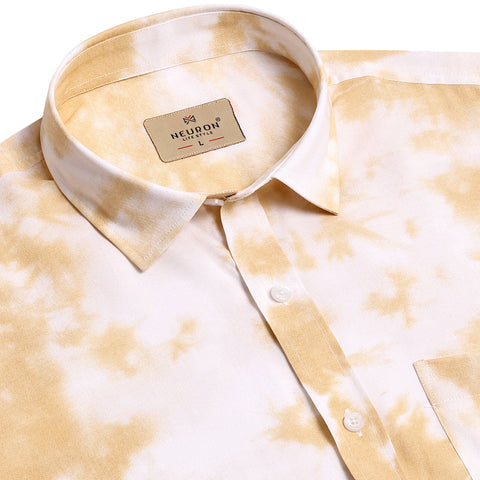 Yellow Tie-Dye Printed Half Sleeves Shirt