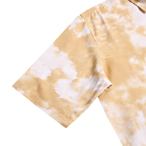 Yellow Tie-Dye Printed Half Sleeves Shirt