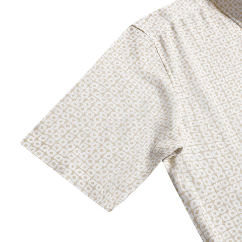 Cream Dotted Printed Half Sleeves Shirt
