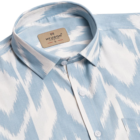 Crest Blue Abstract Half Sleeves Shirt