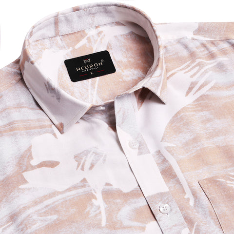 Peach Printed Half Sleeves Shirt