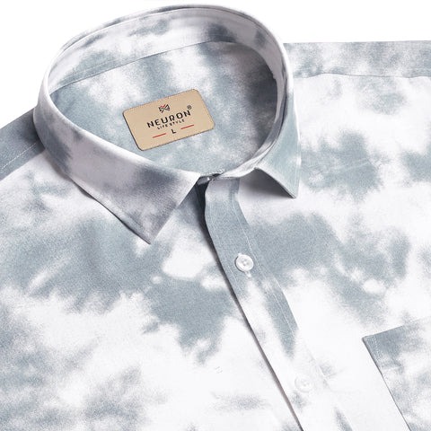 Grey Tie-Dye Printed Half Sleeves Shirt