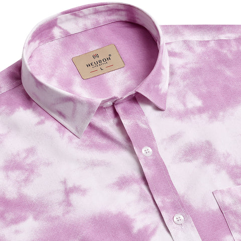 Purple Tie-Dye Printed Half Sleeves Shirt
