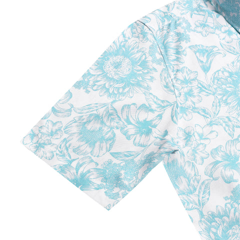 Sky Blue Floral Printed Half Sleeves Shirt