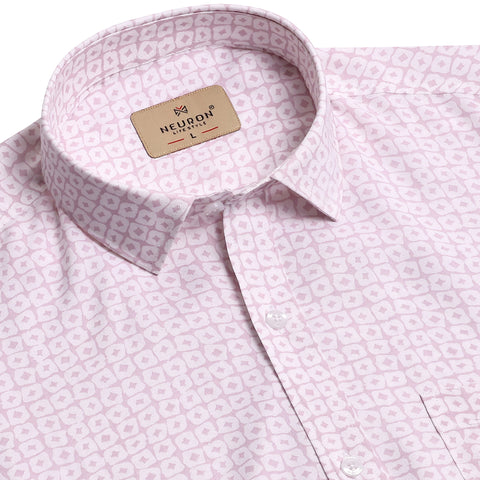 Pink Dotted Printed Half Sleeves Shirt