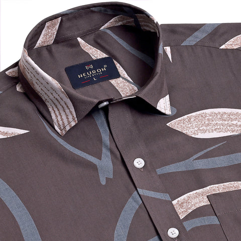 Cut Leaf Grey Half Sleeves Shirt