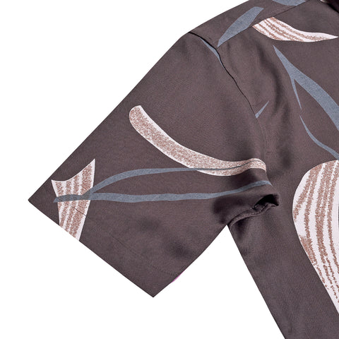 Cut Leaf Grey Half Sleeves Shirt