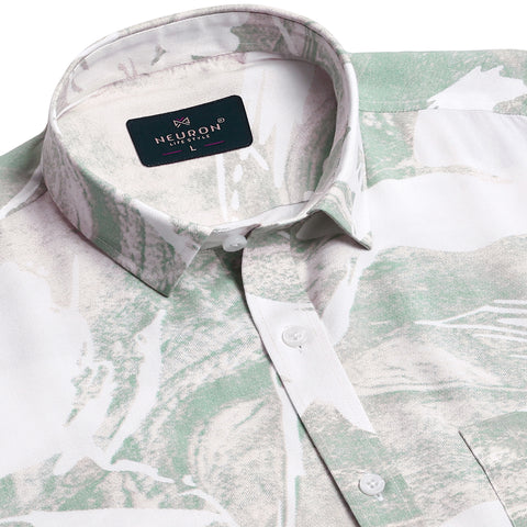 Green Printed Half Sleeves Shirt