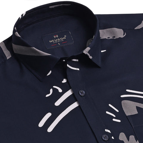 Kolam Printed Navy Half Sleeves Shirt