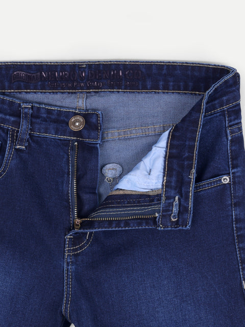Men Raw Dark Blue Regular Fit Jeans