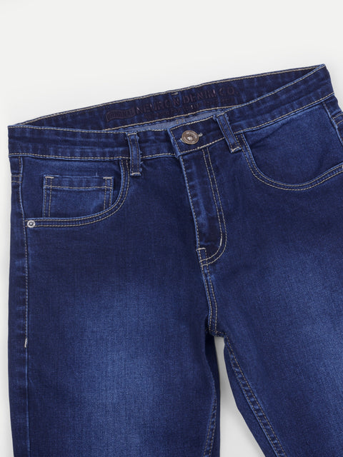 Men Raw Dark Blue Regular Fit Jeans