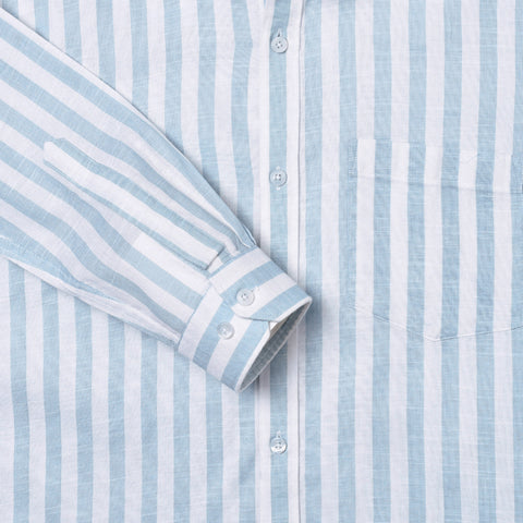 Men Sky Blue Striped Full Sleeves Shirt