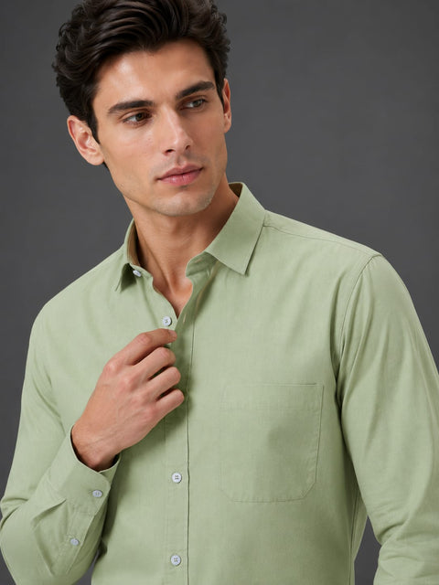 Men Tea Green Linen Shirt