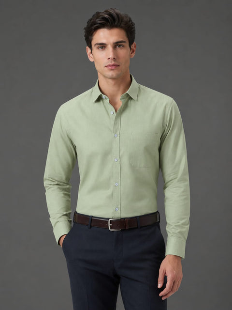Men Tea Green Linen Shirt