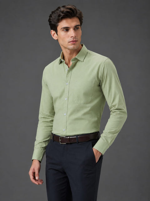 Men Tea Green Linen Shirt