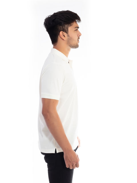 Men's Off White Polo Collar T-shirt