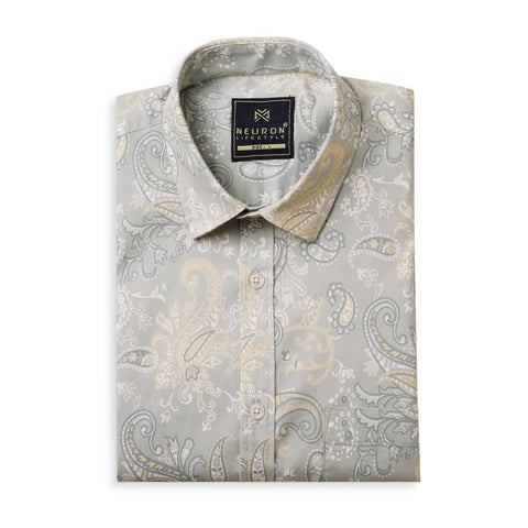 Men Grey Printed Half sleeves Shirt