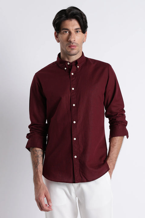 Men Burgundy  Oxford Shirt