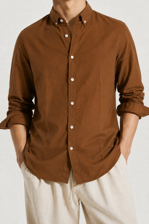 Premiun Men Brown Oxford Shirt
