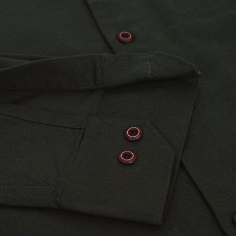 Men Olive Green Casual Linen Shirt